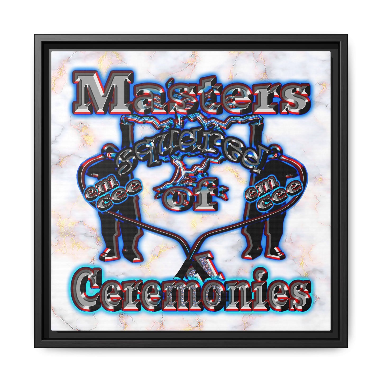 em cee squared - framed canvas art (white marble)