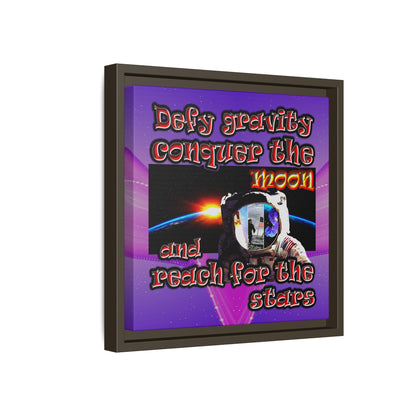 defy conquer reach - framed canvas art (purple-pink wave)
