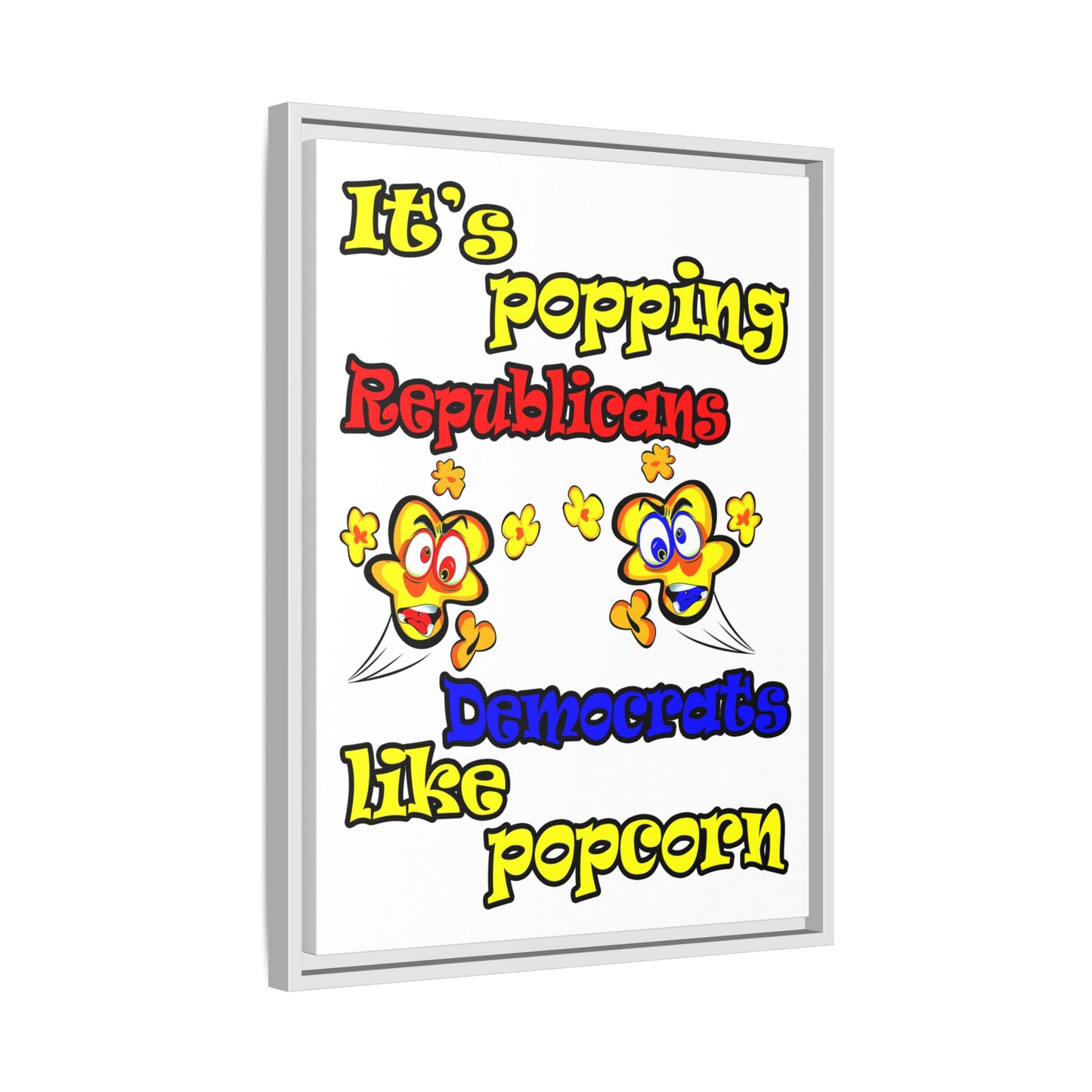 popping like popcorn - framed canvas art (white)