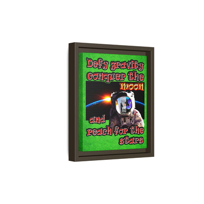 defy conquer reach - framed canvas art (green turf)