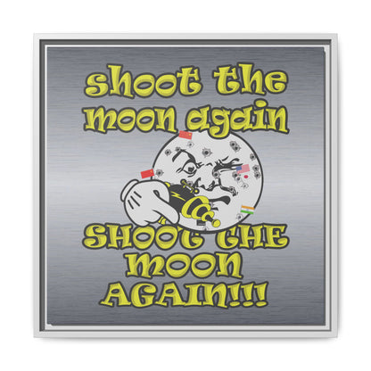shoot the moon again - framed canvas art (brushed nickel)