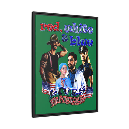rw&b lives matter - framed canvas art (dark green)