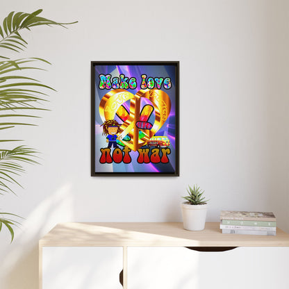 love peace - framed canvas art (grey-pink wave)