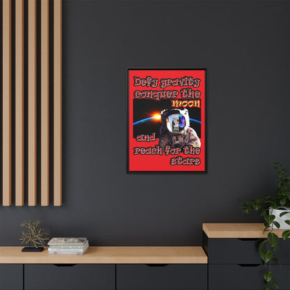 defy conquer reach - framed canvas art (red)