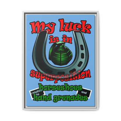 my luck - framed canvas art (light blue)