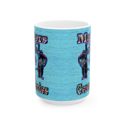 em cee squared - White Mug (faded dark blue)