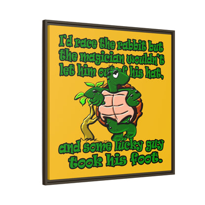 turtle race - framed canvas art (yellow)