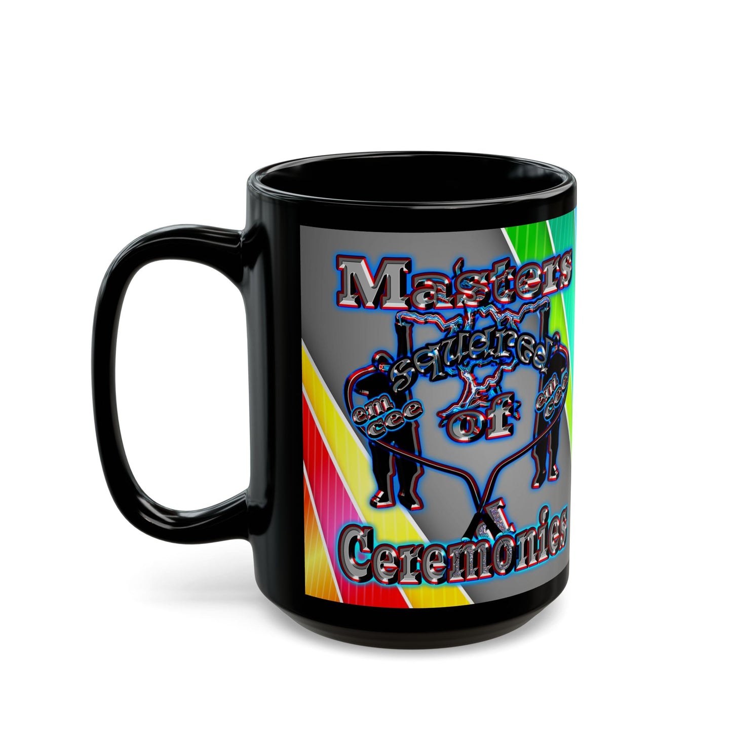 em cee squared - Black Mug (rainbow split)