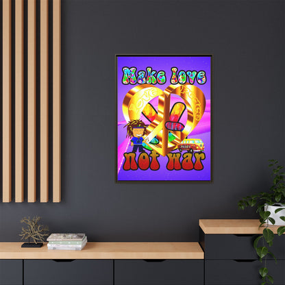 love peace - framed canvas art (purple-pink wave)