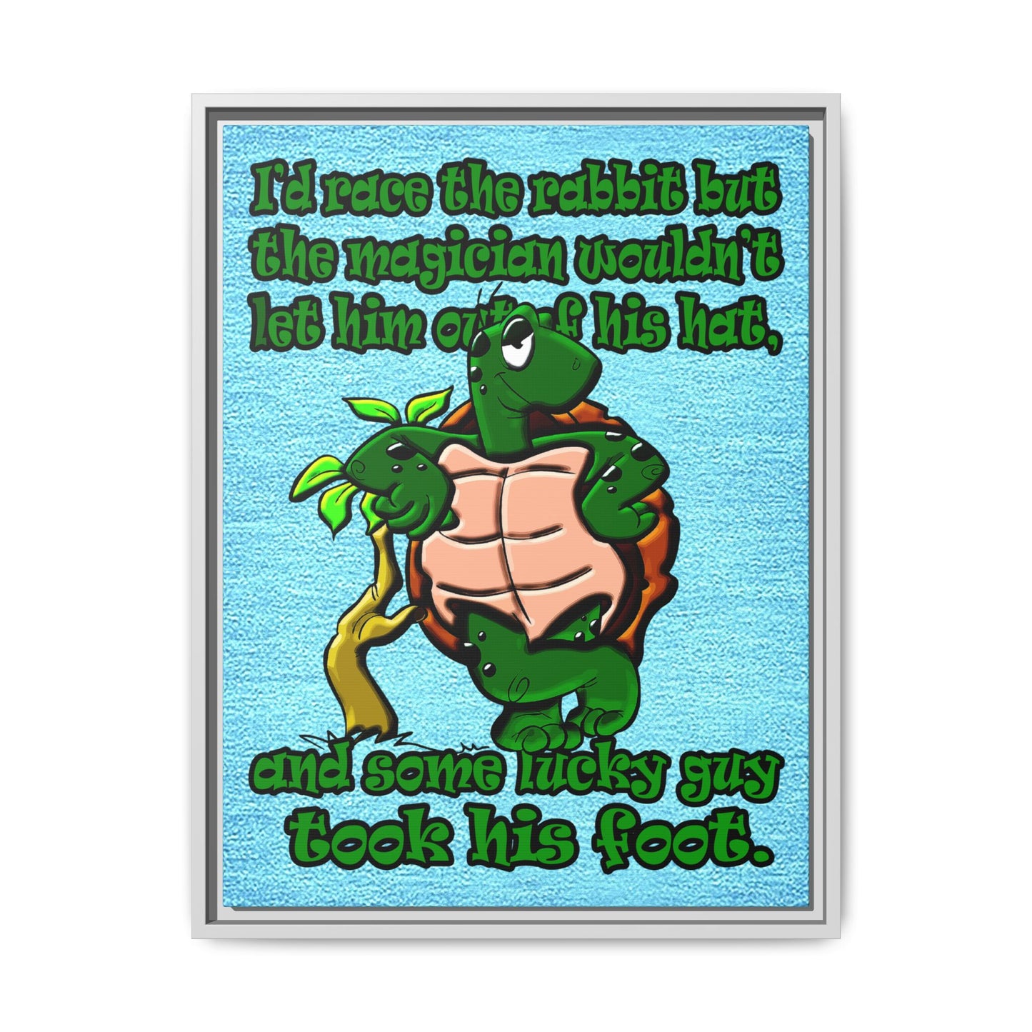 turtle race - framed canvas art (faded blue)