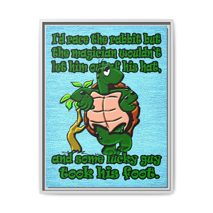 turtle race - framed canvas art (faded blue)