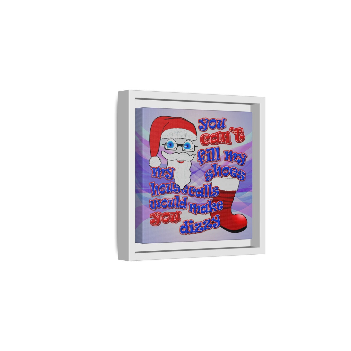 santa's shoes - framed canvas art (light blue-pink wave)