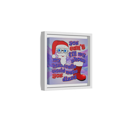 santa's shoes - framed canvas art (light blue-pink wave)