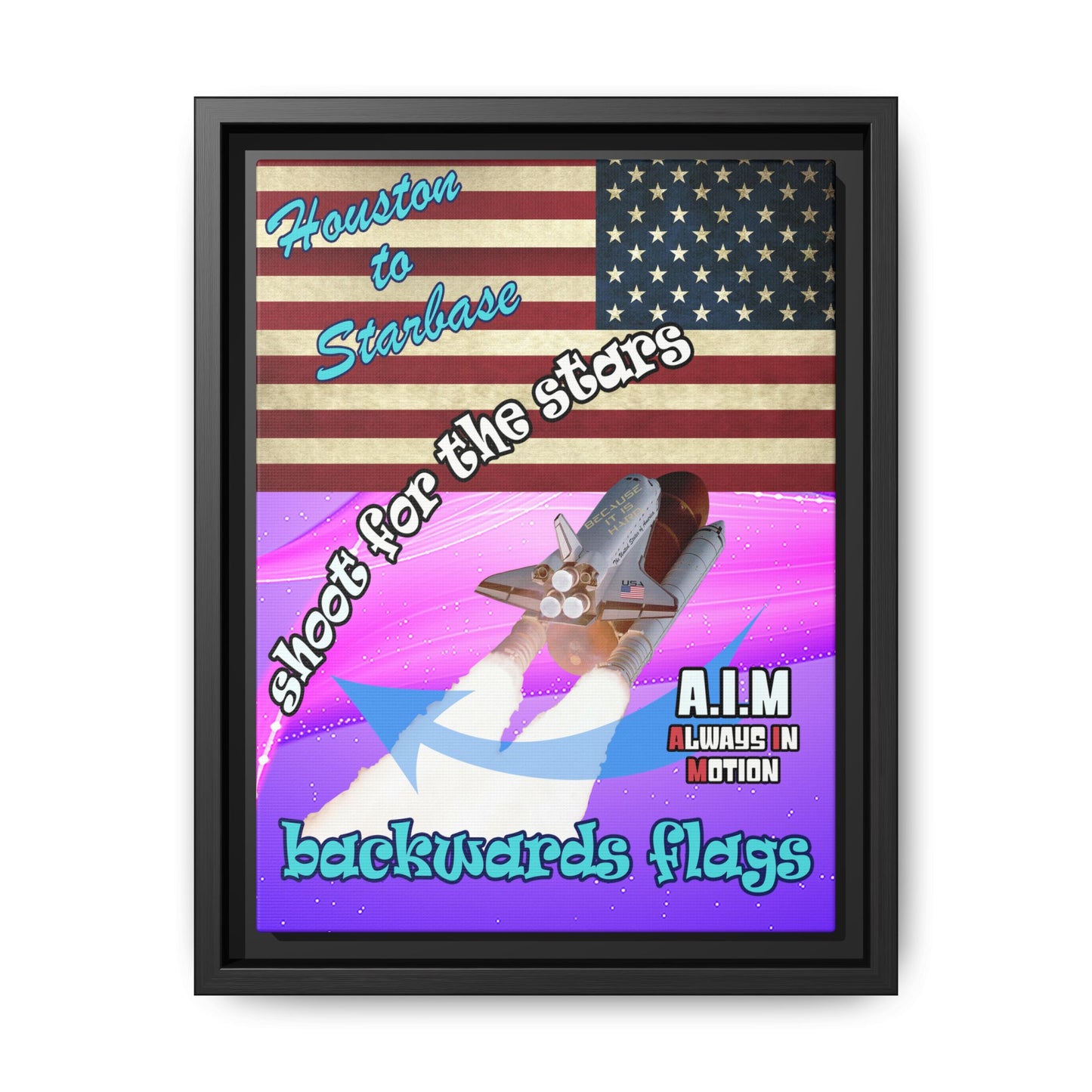 shoot for the stars - framed canvas art (purple-pink wave)