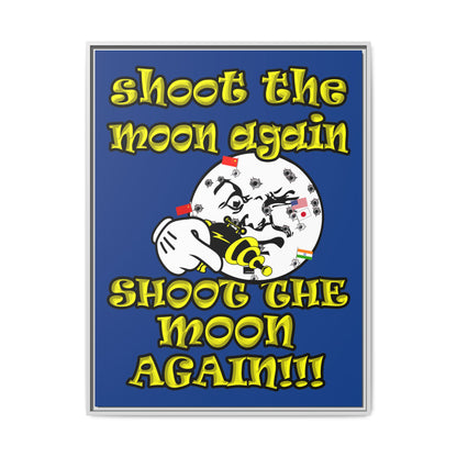 shoot the moon again - framed canvas art (dark blue)