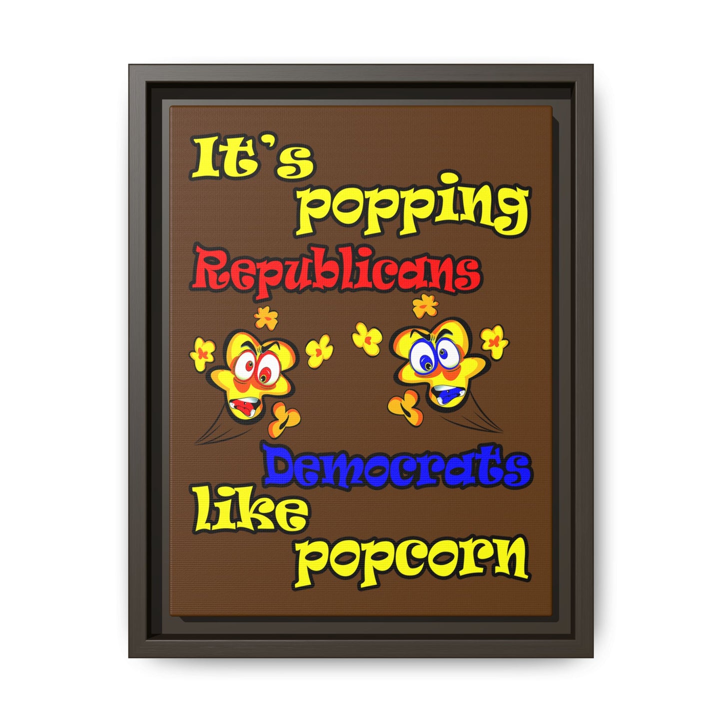 popping like popcorn - framed canvas art (brown)