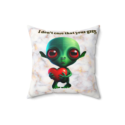 I don't care that your grey - Faux Suede Square Pillow - (white marble)