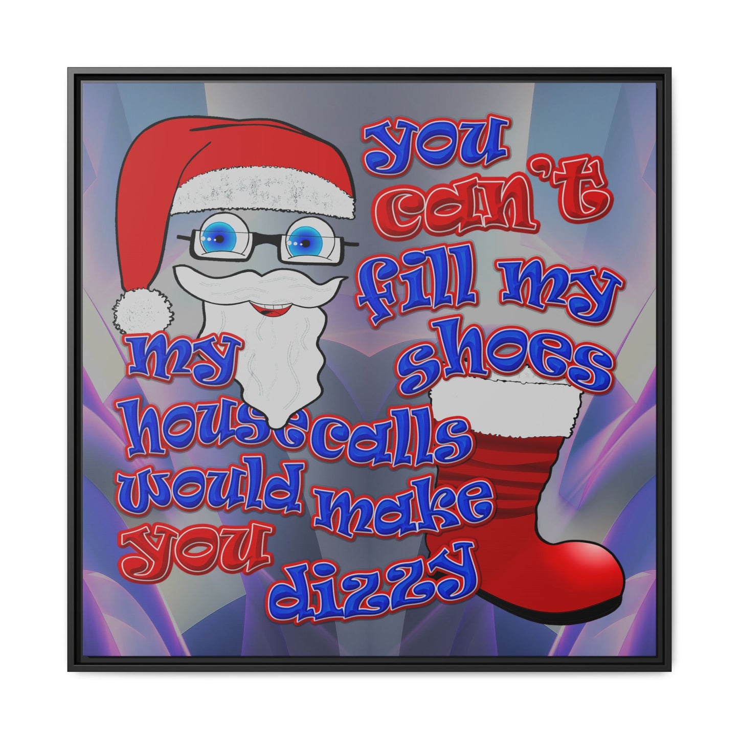 santa's shoes - framed canvas art (grey-pink wave)