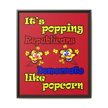 popping like popcorn - framed canvas art (dark red)