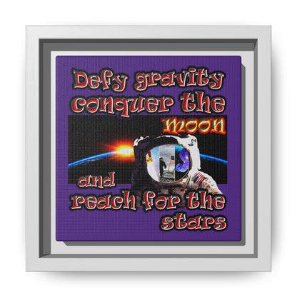 defy conquer reach - framed canvas art (purple)