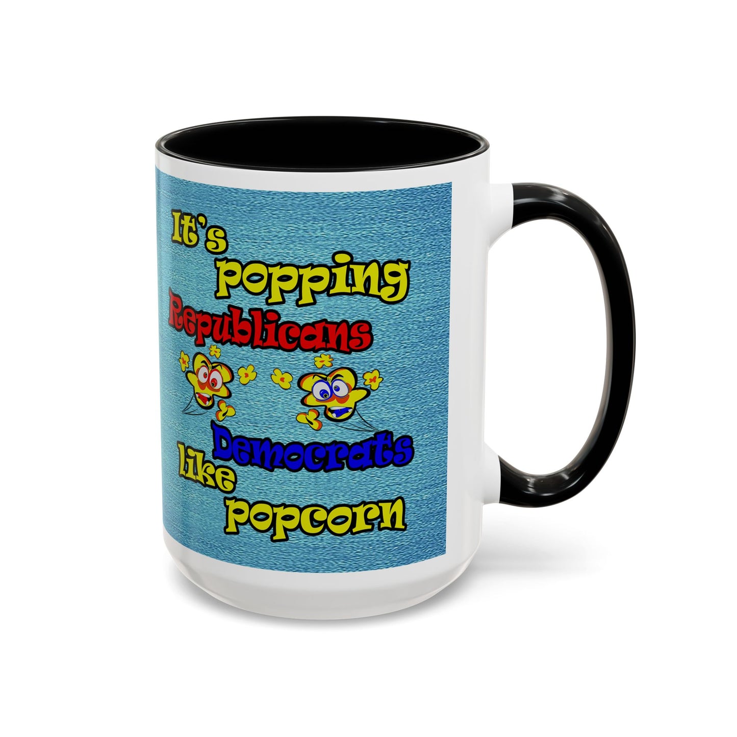 popping like popcorn - Accent Mug (faded dark blue)