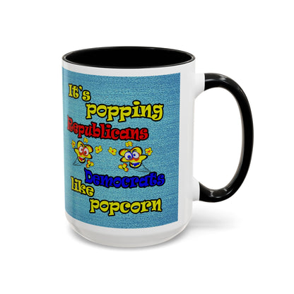 popping like popcorn - Accent Mug (faded dark blue)