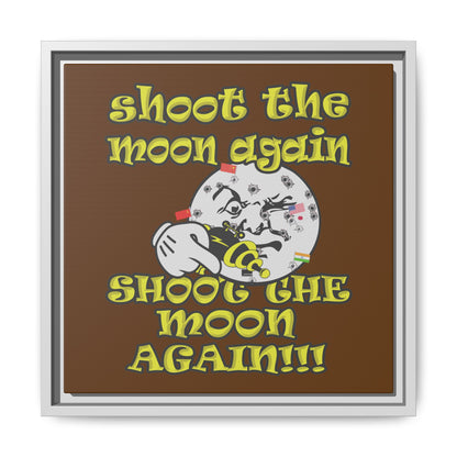 shoot the moon again - framed canvas art (brown)