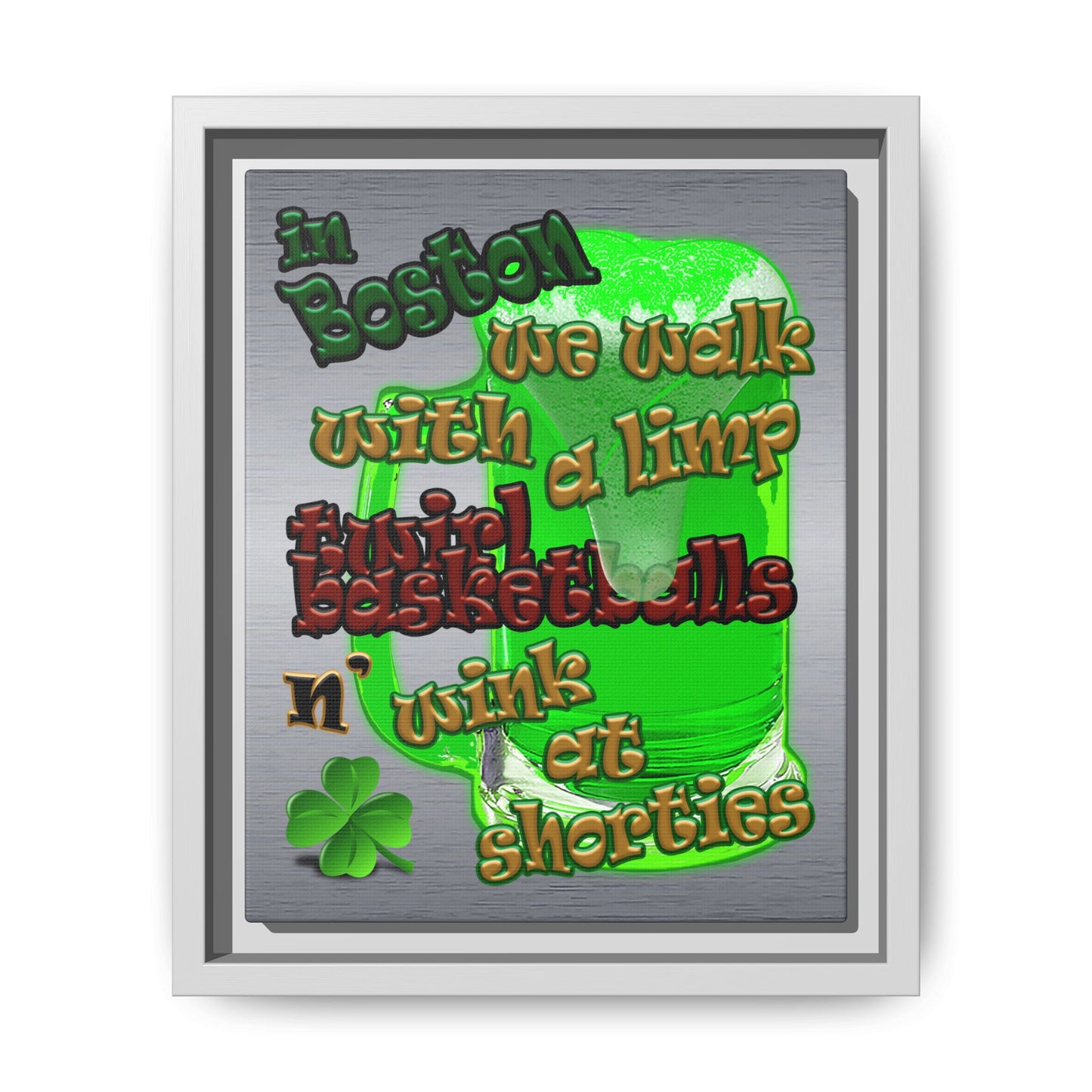 celtics logo - framed canvas art (brushed nickel)
