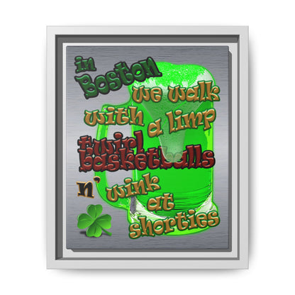 celtics logo - framed canvas art (brushed nickel)