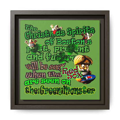 christmas spirits of boston - framed canvas art (green)