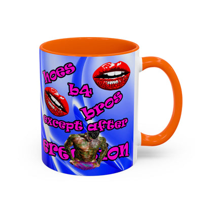 hoes b4 bros - Accent Mug (blue-white wave)