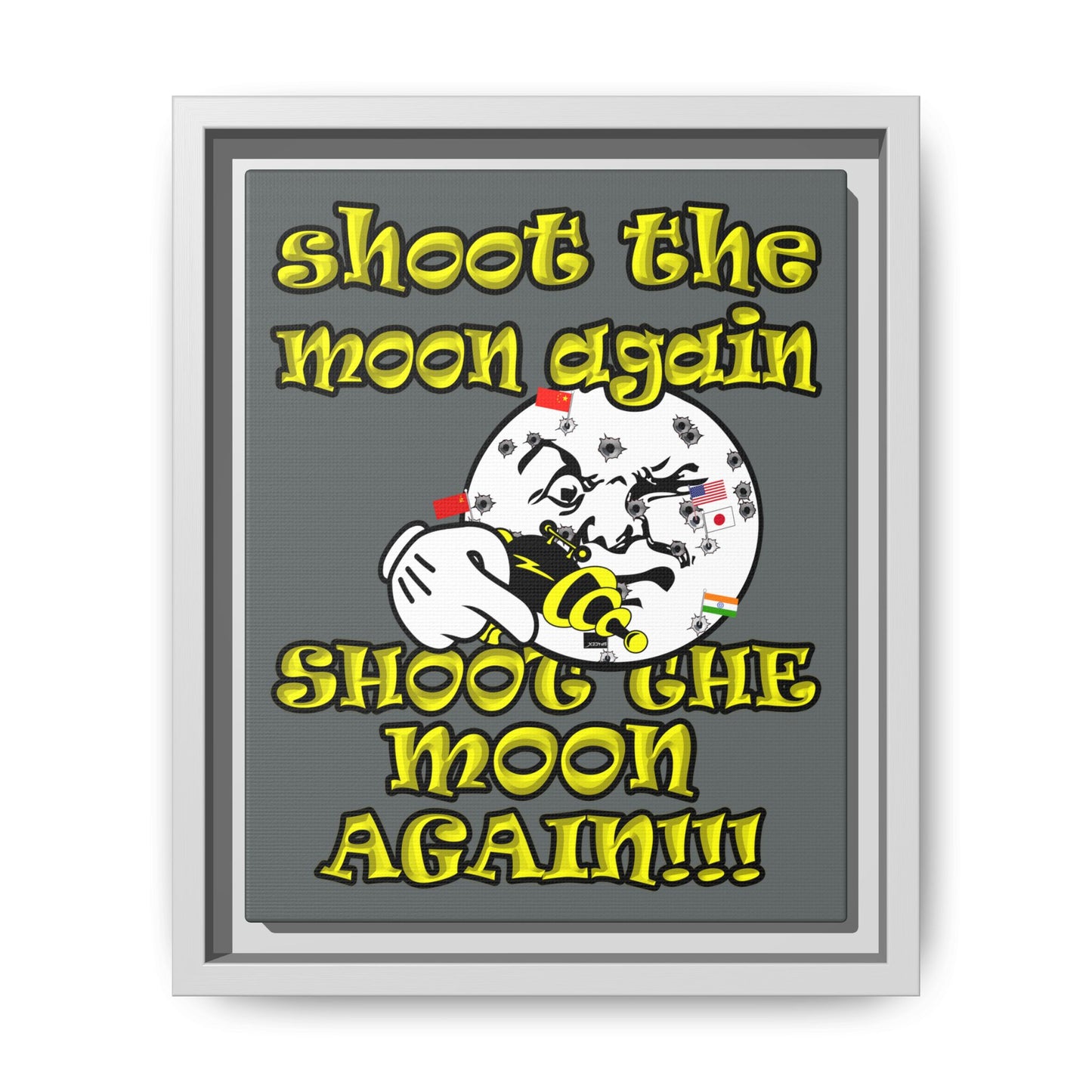 shoot the moon again - framed canvas art (dark grey)