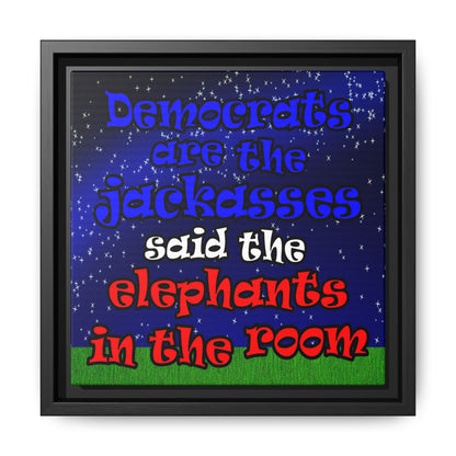 donkeys and elephants - framed canvas art ('snoops' background)