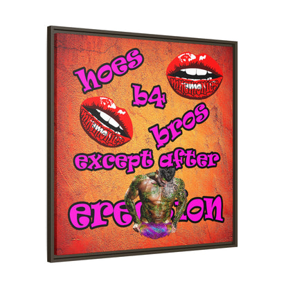 hoes b4 bros - framed canvas art (burnt orange)