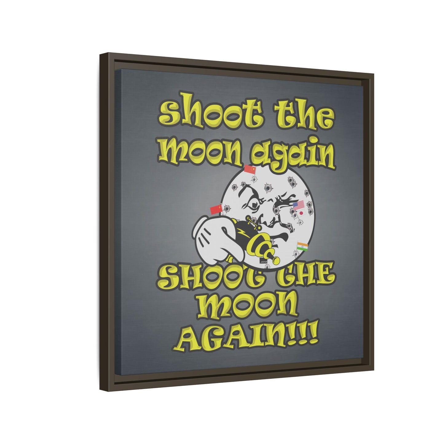 shoot the moon again - framed canvas art (grey-light grey)