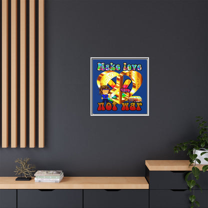 love peace - framed canvas art (dark blue)