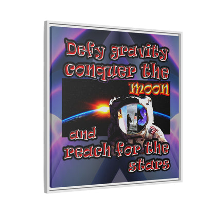 defy conquer reach - framed canvas art (grey-pink wave)