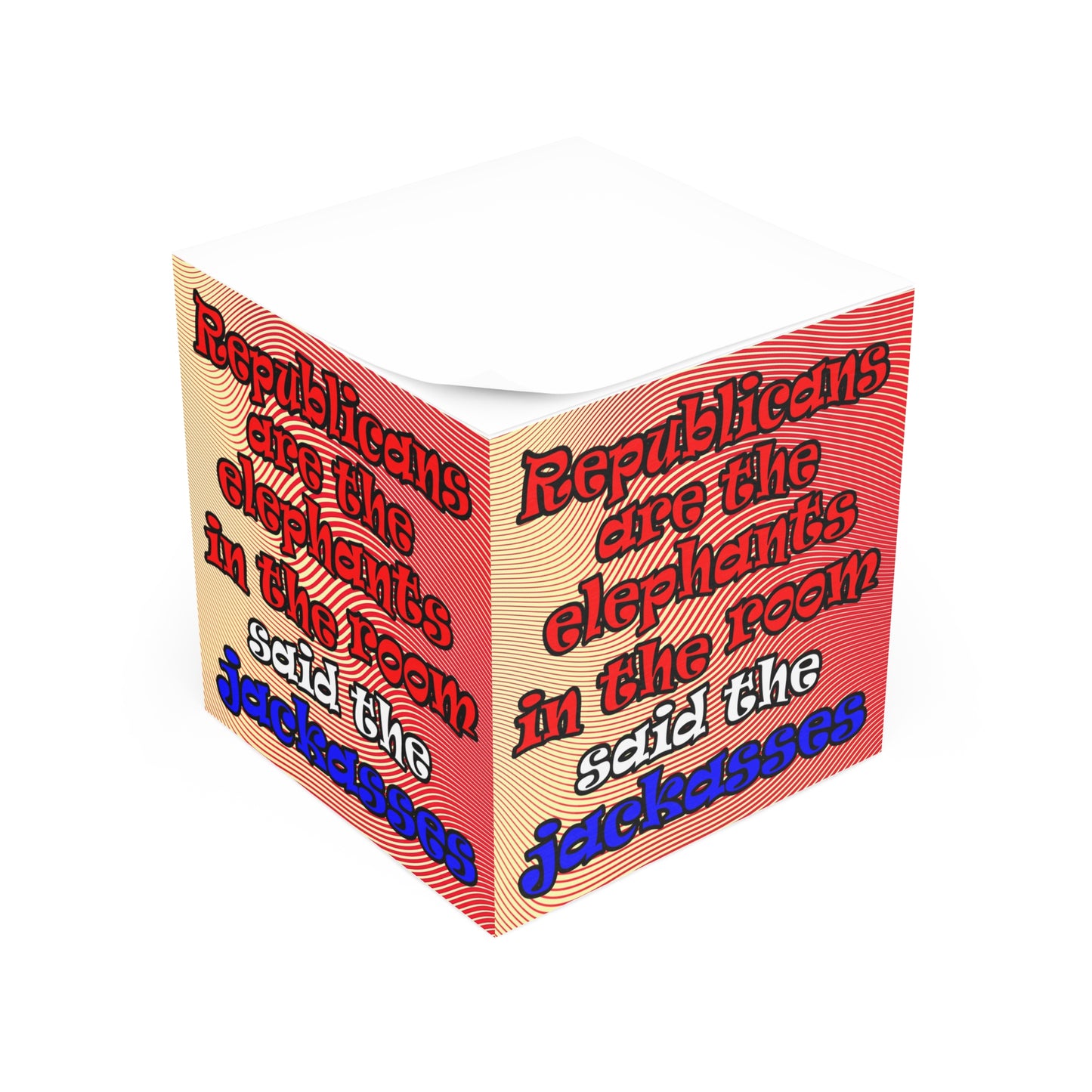 donkeys and elephants - note cube (yellow-orange wave)