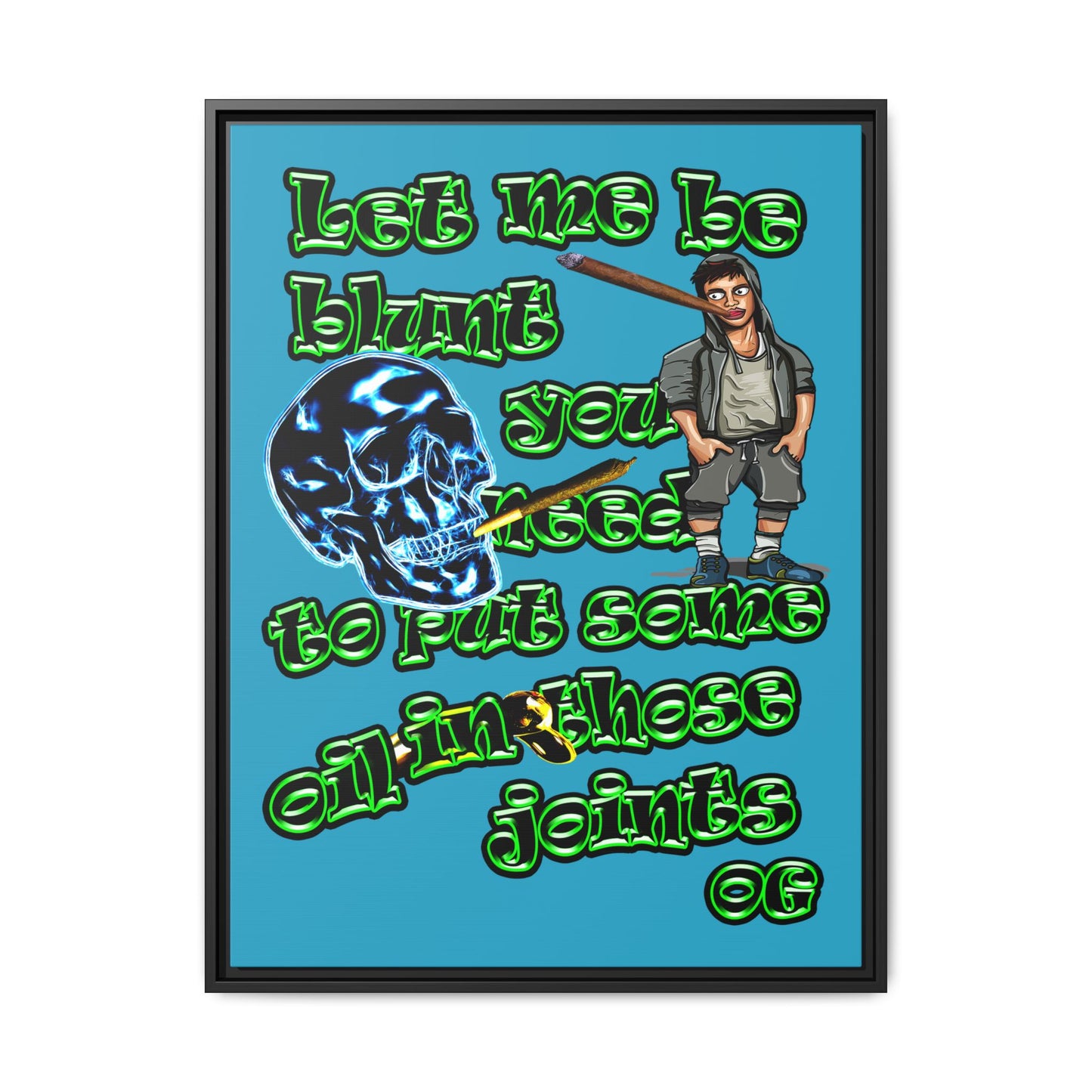 og - framed canvas art (turquoise)