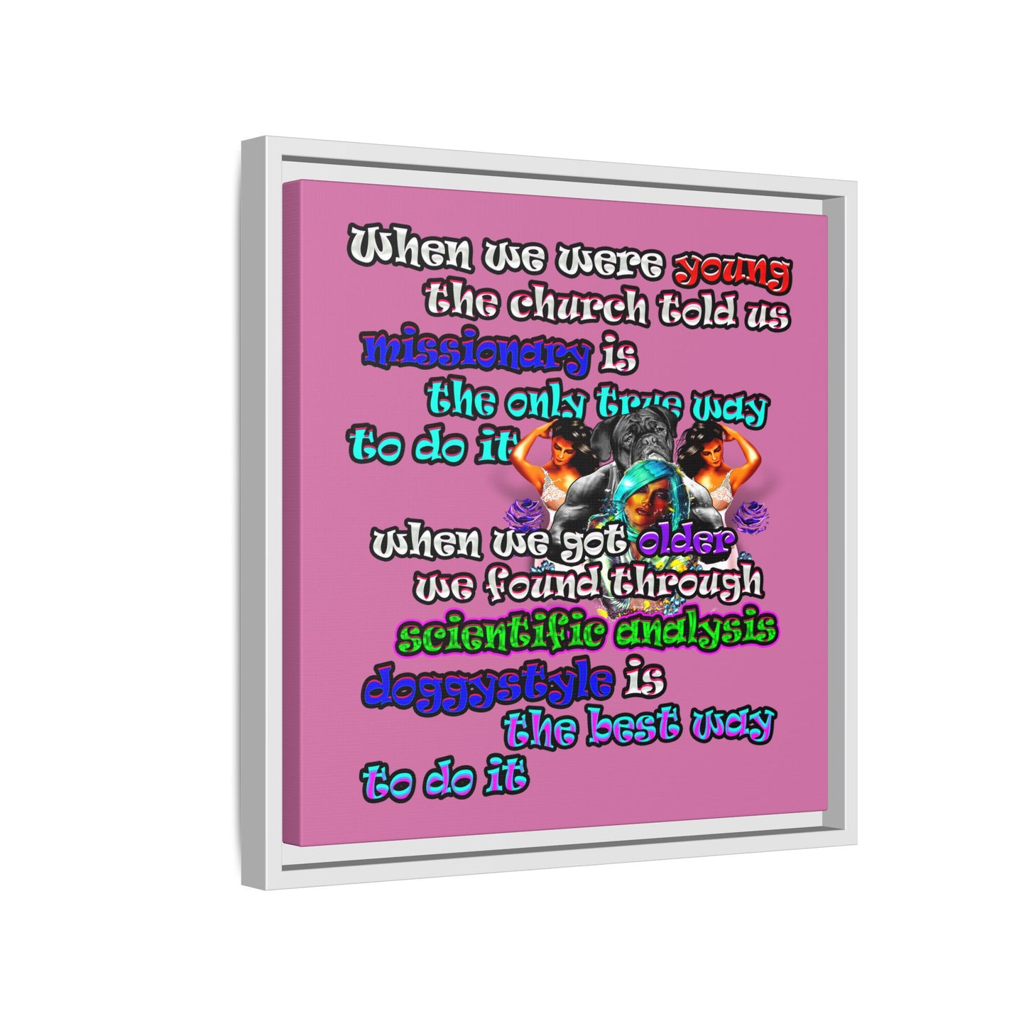doggystyle - framed canvas art (light pink)