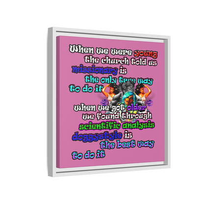 doggystyle - framed canvas art (light pink)