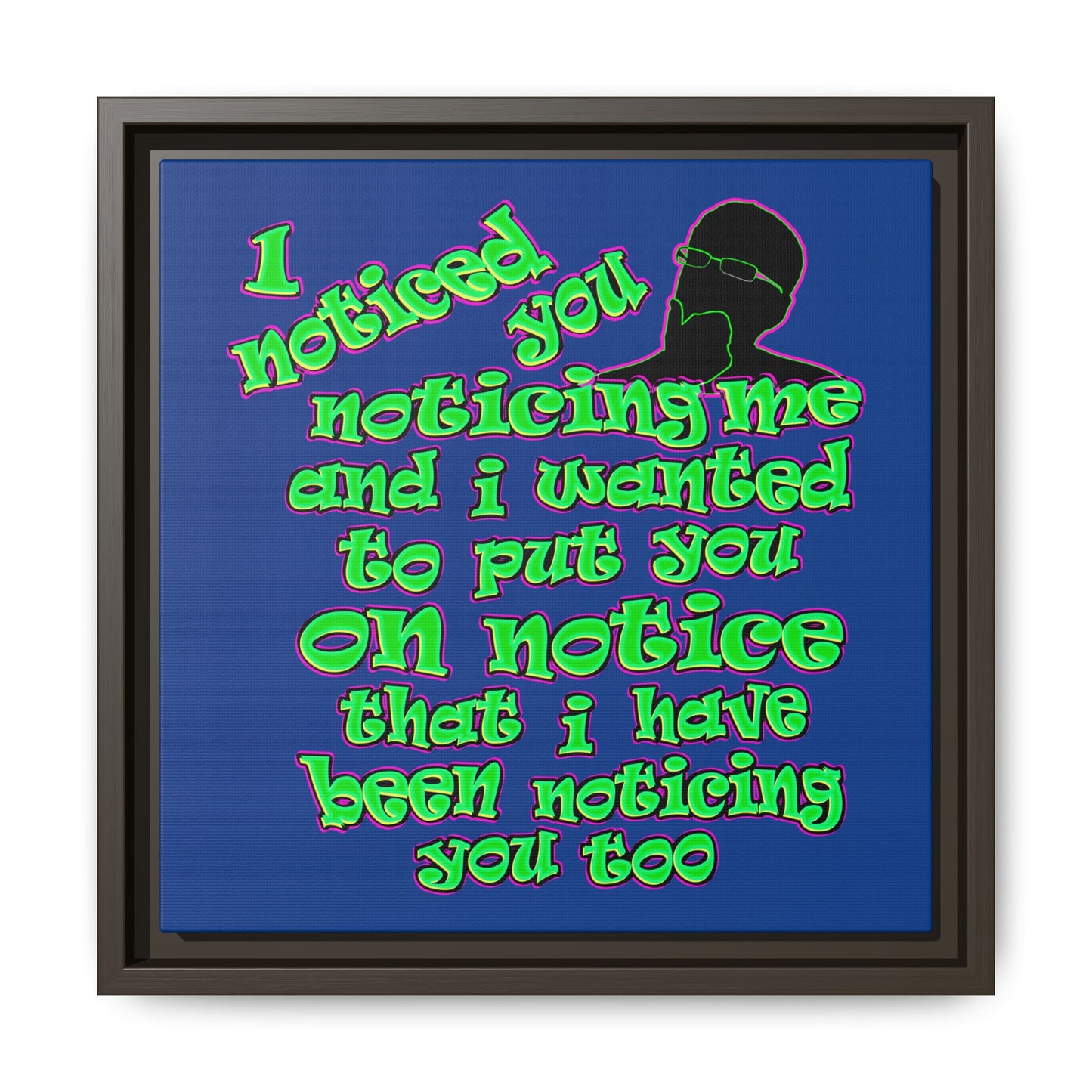 noticed you noticing - framed canvas art (dark blue)