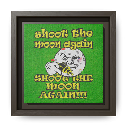 shoot the moon again - framed canvas art (green turf)