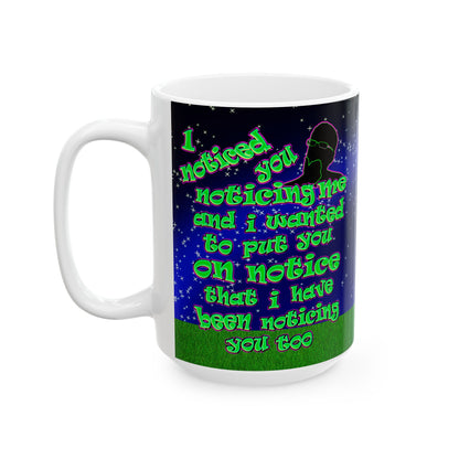 noticed you noticing - White Mug ('snoops' background)