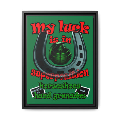 my luck - framed canvas art (dark green)