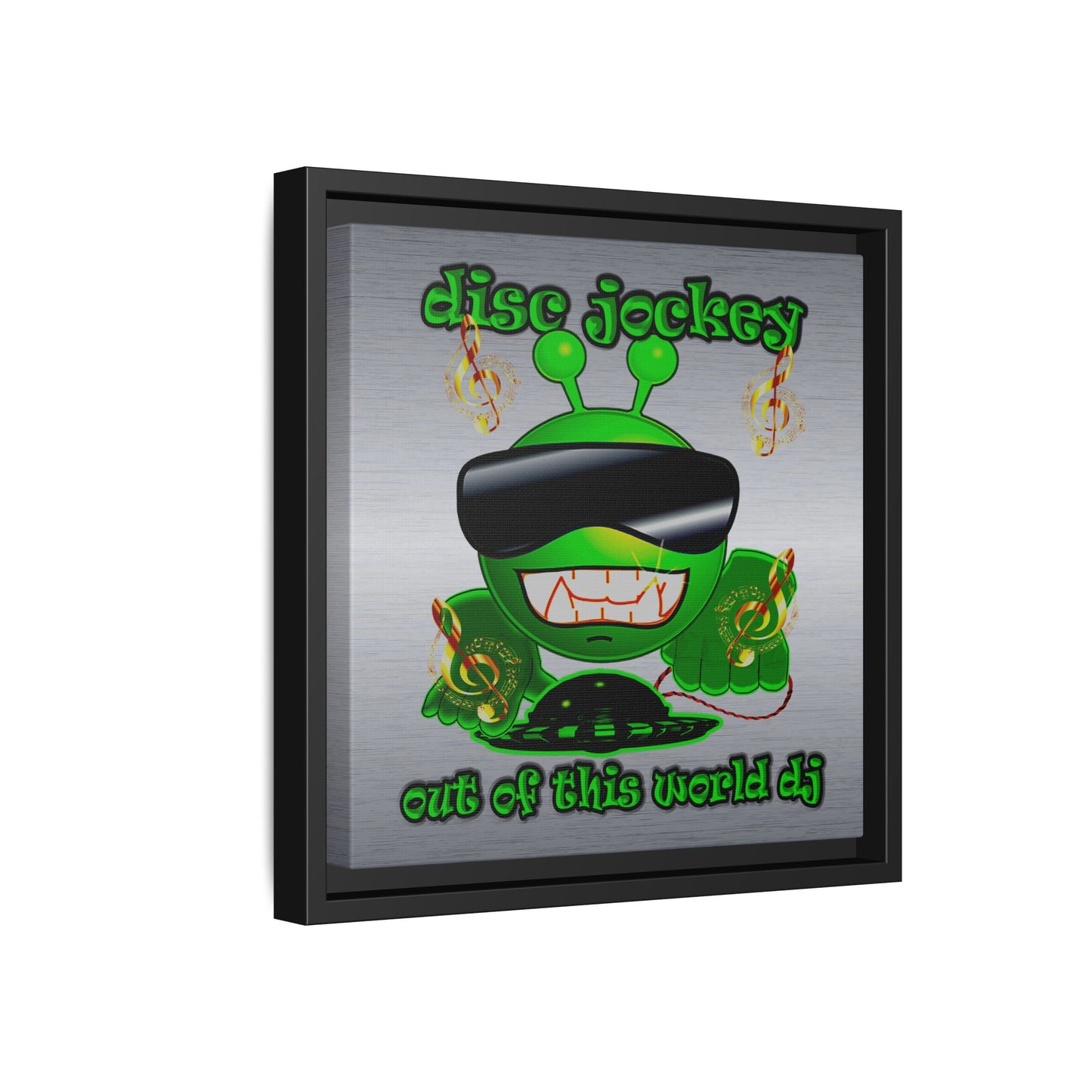 disc jockey - framed canvas art (brushed nickel)