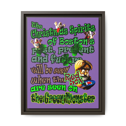 christmas spirits of boston - framed canvas art (light purple)