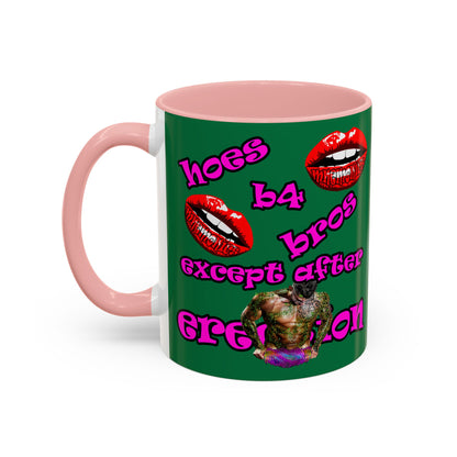 hoes b4 bros - Accent Mug (dark green)