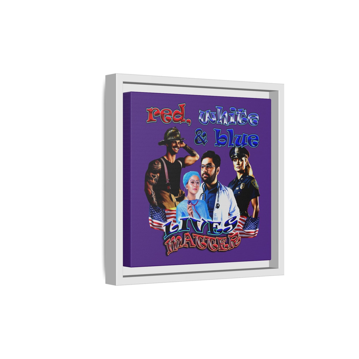 rw&b lives matter - framed canvas art (purple)