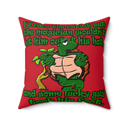 turtle race - Faux Suede Square Pillow - (dark red)